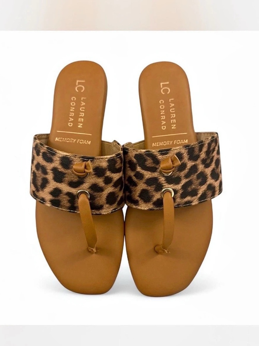 LC Lauren Conrad Thong Sandals Leopard Brown & Black US 6 M